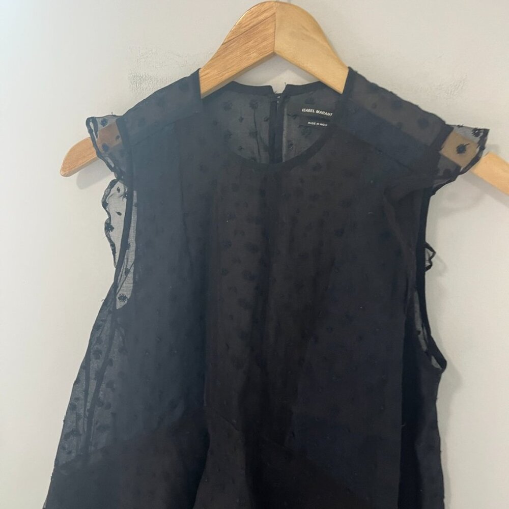 Isabel Marant Black Sheer Embroidered Flowy Tank Blouse Size 34 - Picture 2 of 9